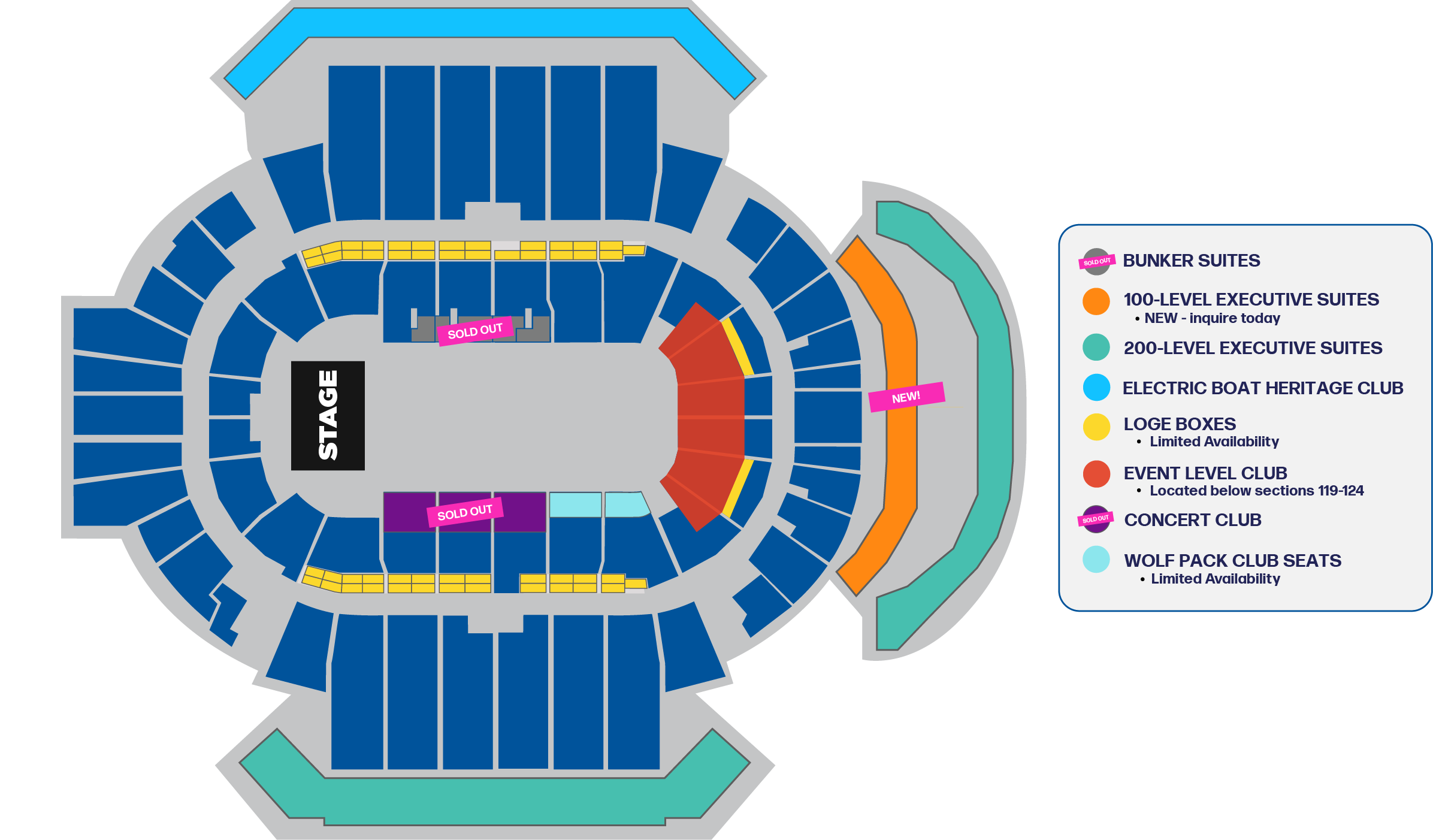 PeoplesBank Arena premium membership seating availability map